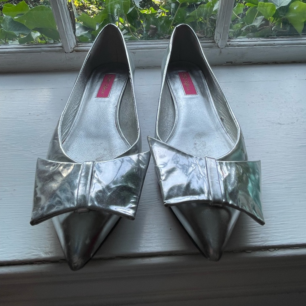 Silver flats, Betsey Johnston, size 8M.